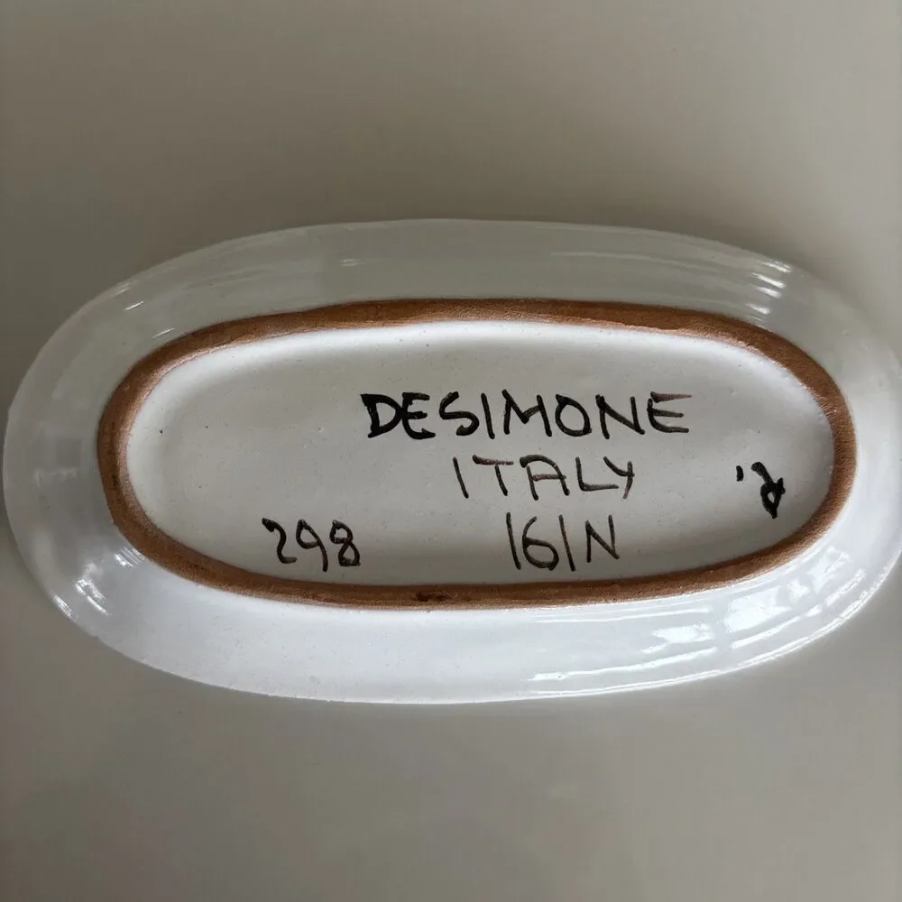 DeSimone Italian Pottery Small Oval Dish 298/16n Cubist Boy